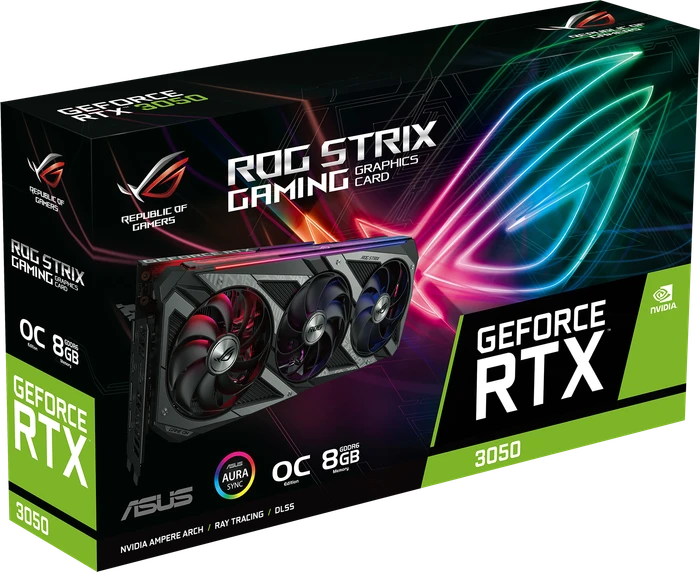 ASUS ROG Strix GeForce RTX 3050 OC, ROG-STRIX-RTX3050-O8G-GAMING, 8GB GDDR6, 2x HDMI, 3x DP