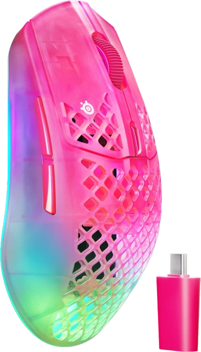 SteelSeries Aerox 3 Wireless Gen 2 Magenta Haze, magenta/transparent, USB/Bluetooth