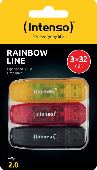 Intenso Rainbow Line 32GB, USB-A, USB 2.0, 3er-Pack