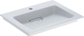 Geberit ONE Möbelwaschtisch Abgang horizontal 60cm, Hahnloch mittig, weiß/KeraTect