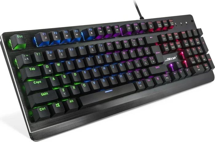 Inter-Tech Nitrox NK-2000ME mechanische Gaming Tastatur schwarz, LEDs RGB, Huano Switch Master BLUE, USB, DE/US