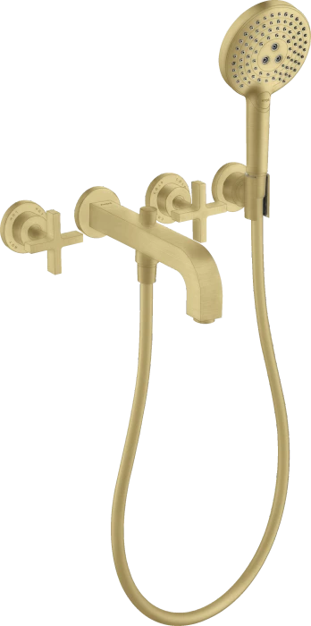 Hansgrohe Axor Citterio 3-Loch Wannenkombination mit Kreuzgriffen und Rosetten brushed goldoptik