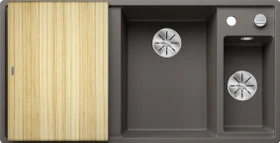 Blanco Axia III 6 S InFino Becken rechts mit Ablauffernbedienung vulkangrau inkl. Holzschneidebrett