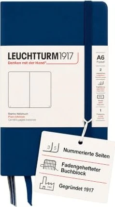 Leuchtturm1917 Pocket Notizbuch, A6, glatt, Hardcover, marine, 93 Blatt