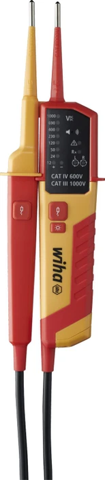 Wiha Spannungsprüfer & Durchgangsprüfer SB25516 | 2-polig | 12-1000 V AC | CAT IV | LED | FI-Test | eMobility | rot/gelb Image
