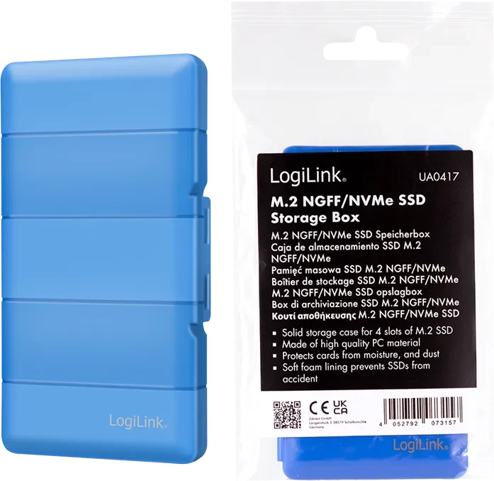 LogiLink SSD Schutz-Box, für 4x M.2 2280, 4x M.2, blau