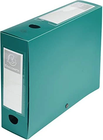 Exacompta Archivbox Kunststoff blickdicht mit Druckknopf 80mm, A4, grün, 10er-Pack