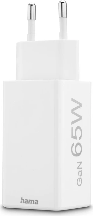 Hama Schnellladegerät GaN 2x USB-C Mini-Ladegerät PD 65W weiß