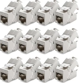 deleyCON Keystone Modul RJ-45 Buchse via Verlegekabel, Cat6a, STP, 12er-Pack