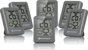 Bresser Temeo Hygro Indikator Temperaturstation grau, digital, 6 Stück