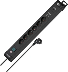 Brennenstuhl Premium-Line, 6-fach, 2x USB-A/1x USB-C USB-PD, 3m, schwarz