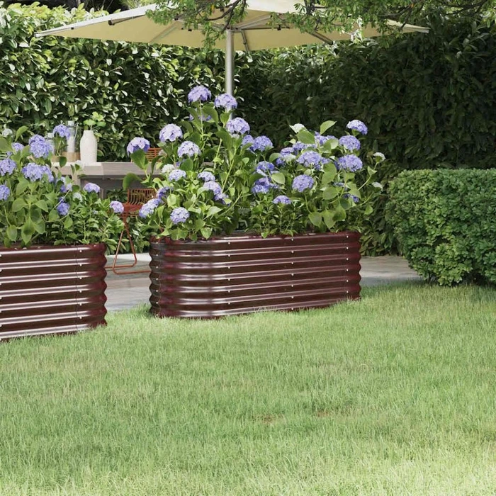 vidaXL Stahl Hochbeet oval 114x40cm braun