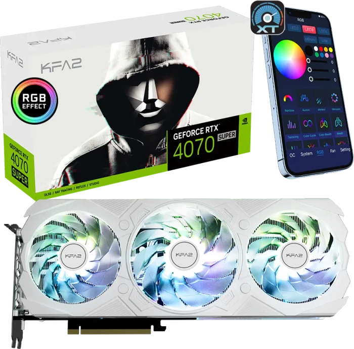 KFA2 GeForce RTX 4070 SUPER EX Gamer White (1-Click OC), 12GB GDDR6X, HDMI, 3x DP