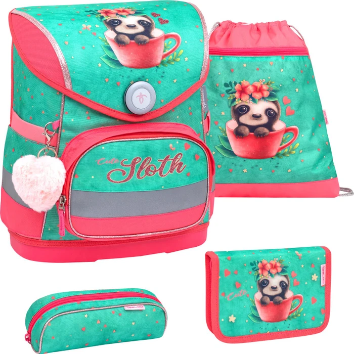 Belmil Compact Cute Sloth Schultaschen-Set, 4-tlg.