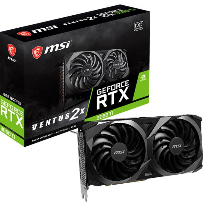 MSI GeForce RTX 3060 Ti Ventus 2X OC, 8GB GDDR6, HDMI, 3x DP