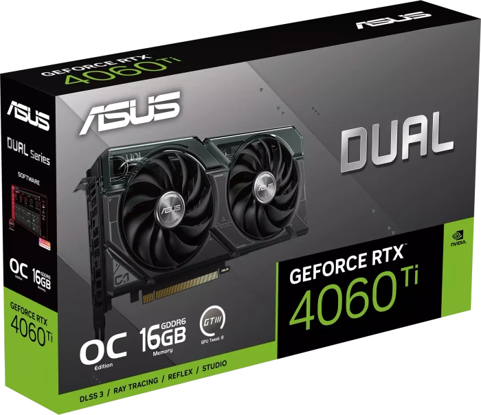 ASUS Dual GeForce RTX 4060 Ti OC, DUAL-RTX4060TI-O16G, 16GB GDDR6, HDMI, 3x DP