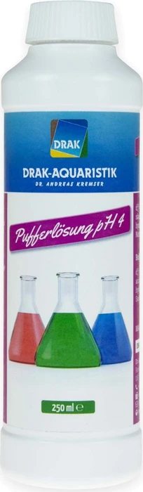 DRAK-Aquaristik pH-Pufferlösung, pH 4, rotgefärbt, 250ml
