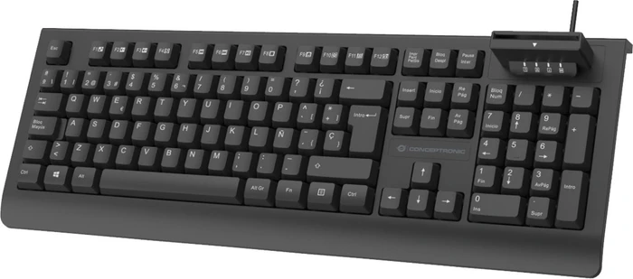 Conceptronic Kayne Tastatur mit SmartID-Kartenleser, schwarz, USB, ES