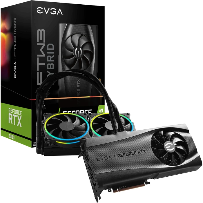 EVGA GeForce RTX 3080 FTW3 Ultra Hybrid Gaming LHR, 10GB GDDR6X, HDMI, 3x DP