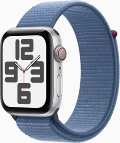 Apple Watch SE (2022) (GPS + Cellular) 44mm silber mit Sport Loop winterblau