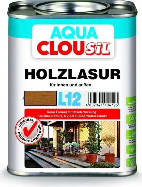 CLOU L12 Aqua CLOUsil Holz-Lasur nussbaum, 750ml