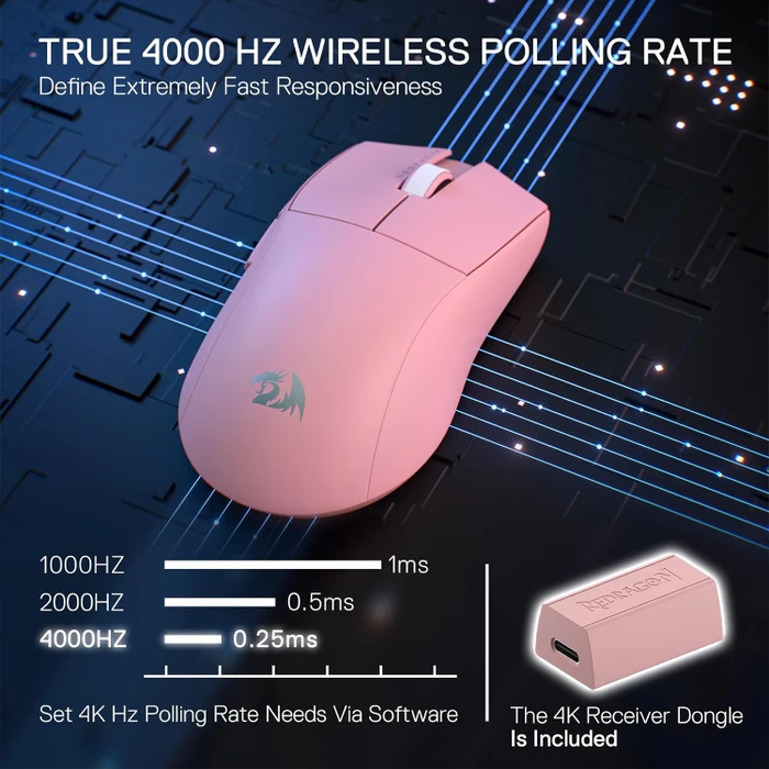 Redragon M916 K1NG Pro 4K Wireless Gaming Mouse pink, USB/Bluetooth