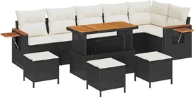 vidaXL Polyrattan Gartensofa Lounge-Set schwarz/creme, 12-tlg.