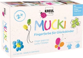 Kreul Mucki Fingerfarbe für Glückskinder, 6 Farben, 50ml