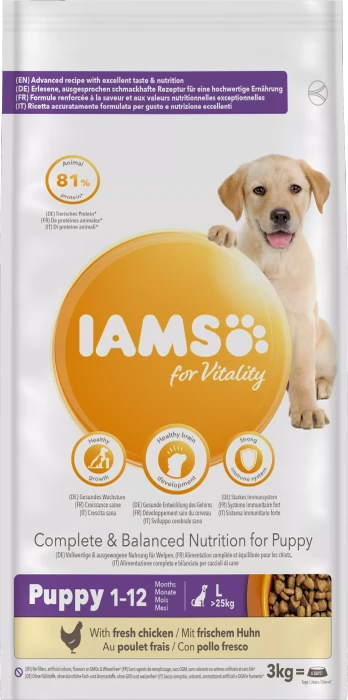 IAMS for Vitality für Welpen großer Rassen, mit Huhn, 3kg