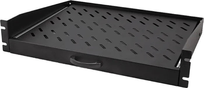 LogiLink 19" Fachboden Befestigung vorne, RAL 9005, 450mm Einbautiefe, 2HE