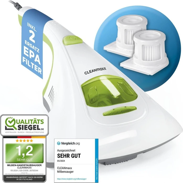 CLEANmaxx Vibration Milbensauger weiß/grün
