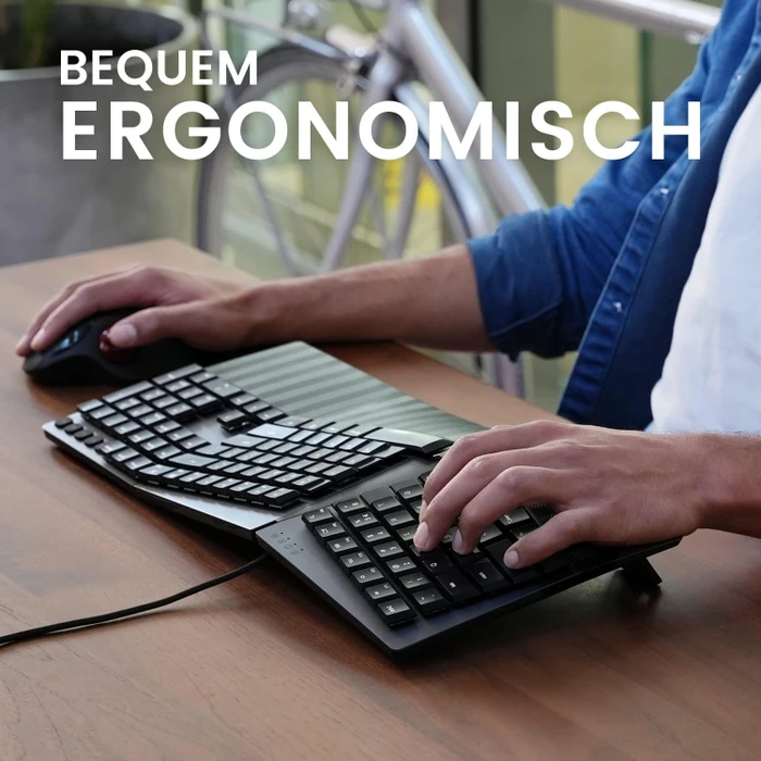 Perixx Periboard-535 Ergo, schwarz, Kailh Choc LOW PROFILE BLUE, USB, DE