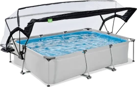Exit Toys Soft Grey Frame Pool mit Filterpumpe und Abdeckung rechteckig 300x200x65cm