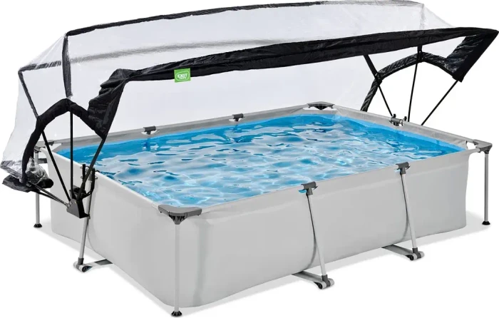 Exit Toys Soft Grey Frame Pool mit Filterpumpe und Abdeckung rechteckig 300x200x65cm