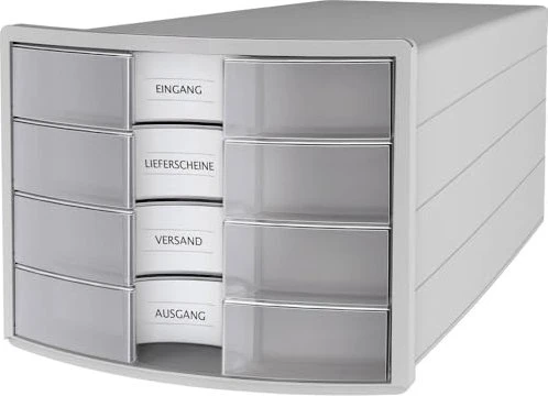HAN Impuls Schubladenbox, 4 Schubladen, A4, transparent/transparent