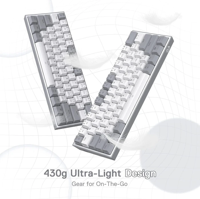 Redragon K617 Fizz, 60%, weiß/grau, LEDs RGB, hot-swap, Outemu Red, USB, US