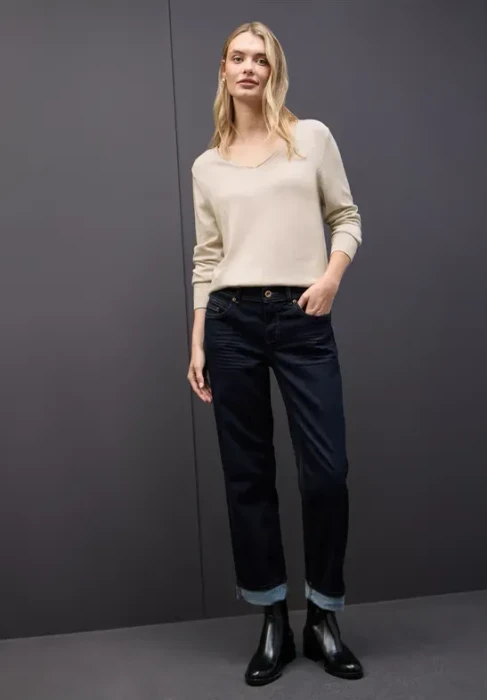 Street One V-Neck Pullover tusk cream mel. (Damen)