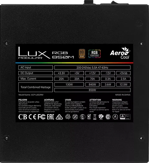 AeroCool Lux RGB Modular 850M 850W, ATX 2.4