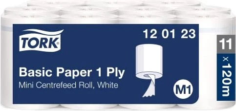 Tork M1 Basic Papierhandtücher 1-lagig weiß, 11 Rollen