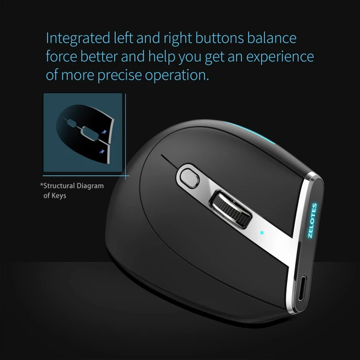 Zelotes F-36 Vertical Dual-Mode Wireless Mouse, schwarz, USB/Bluetooth