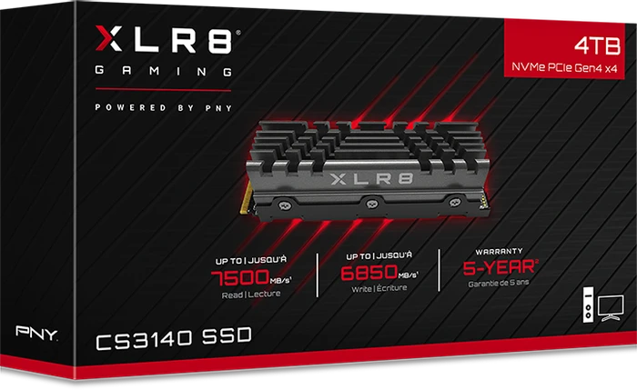 PNY XLR8 CS3140 4TB, M.2 2280 / M-Key / PCIe 4.0 x4, Kühlkörper