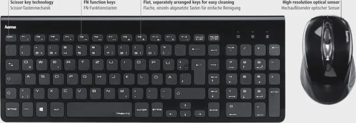 Hama Trento Set Funk Tastatur und Maus, USB, DE