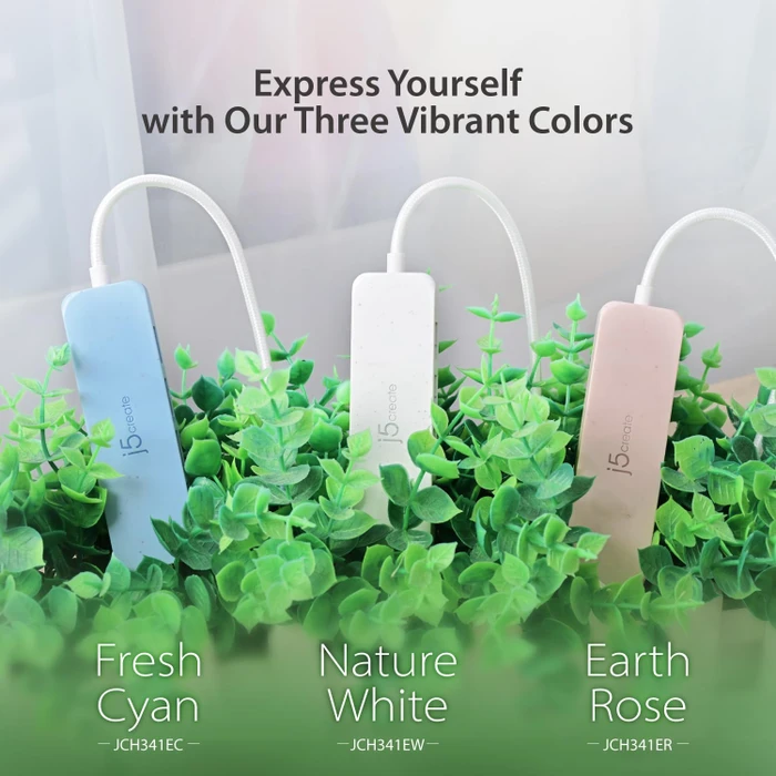 j5create Eco-Friendly 4-in-1 USB-C Hub rosa, 4x USB-A 3.1, USB-C 3.1 [Stecker]