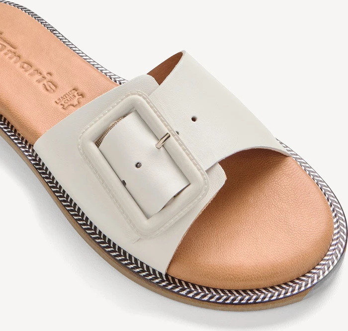 Tamaris Lederpantolette Blockabsatz weiß (Damen)