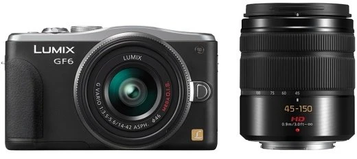 Panasonic Lumix DMC-GF6 schwarz mit Objektiv Lumix G Vario 14-42mm 3.5-5.6 ASPH OIS und Lumix G Vario 45-150mm 4.0-5.6 OIS