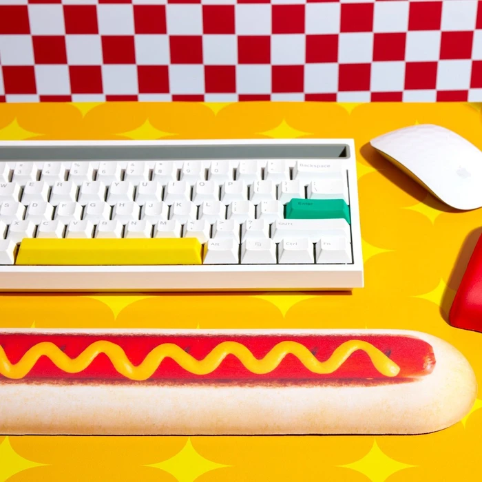 Mustard Hot Dog Keyboard Rest, Handballenauflage (Tastatur), braun/rot/gelb