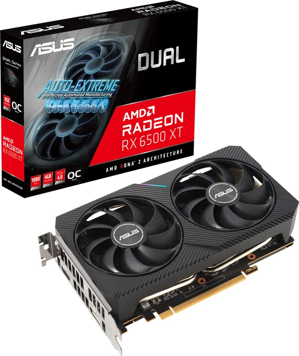 ASUS Radeon RX 6500 XT Dual OC, DUAL-RX6500XT-O4G, 4GB GDDR6, HDMI, DP