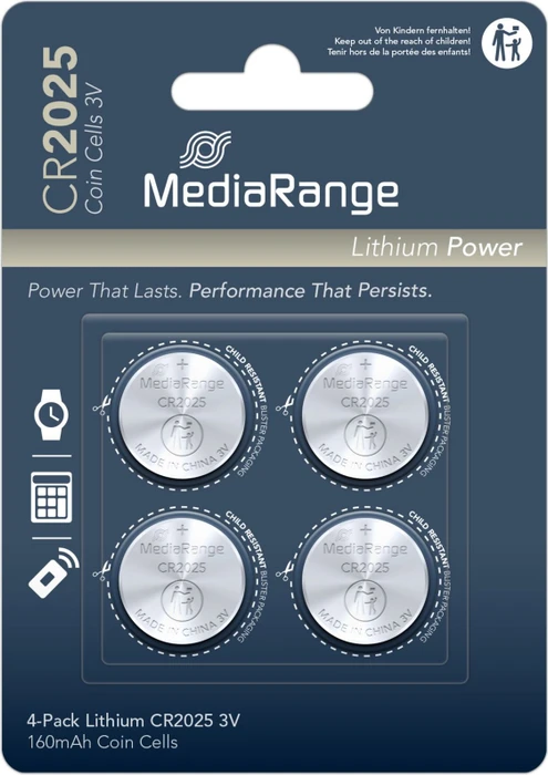 MediaRange CR2025, 4er-Pack