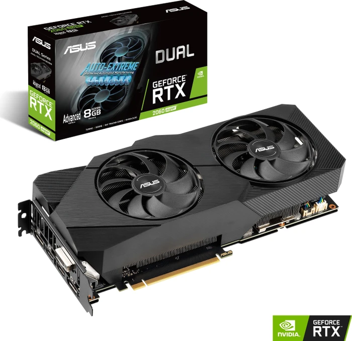ASUS Dual GeForce RTX 2060 SUPER Advanced EVO, DUAL-RTX2060S-A8G-EVO, 8GB GDDR6, DVI, 2x HDMI, 2x DP