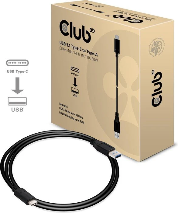 Club 3D USB 3.1 Kabel, USB-A 3.1/USB-C 3.1, 1m